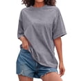 thumbnail image 1 of Delayuji Womens Washed Vintage Oversized T Shirt Casual Baggy Streetwear Tee Workout Short Sleeve Trendy Tops Gray Xl Cotton Short Sleeve Shirts for Women, 1 of 5