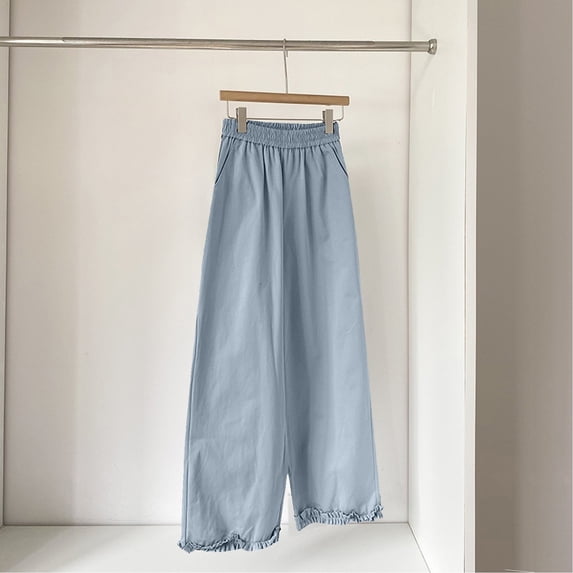 Delayuji Womens Wide Leg Pants High Waisted Straight Leg Loose Cotton Linen Pants Casual Lace Wrapped Baggy Pants L-4XL