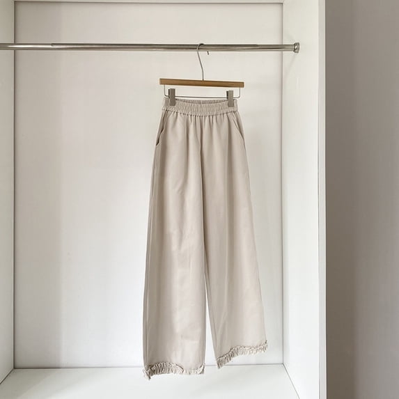 Delayuji Womens Wide Leg Pants High Waisted Straight Leg Loose Cotton Linen Pants Casual Lace Wrapped Baggy Pants L-4XL