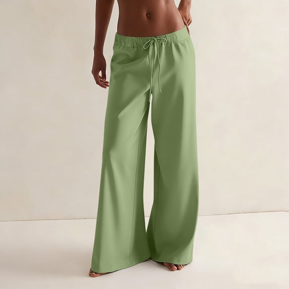 Delayuji Womens Wide Leg Pants Solid Color Casual Fashion Pants Sports Pants Loose Running Pants Pajamas