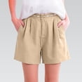 thumbnail image 1 of Delayuji Womens Wide Leg Short Linen Shorts Summer Casual Loose Pleated Elastic High Waisted Shorts M-4XL, 1 of 6