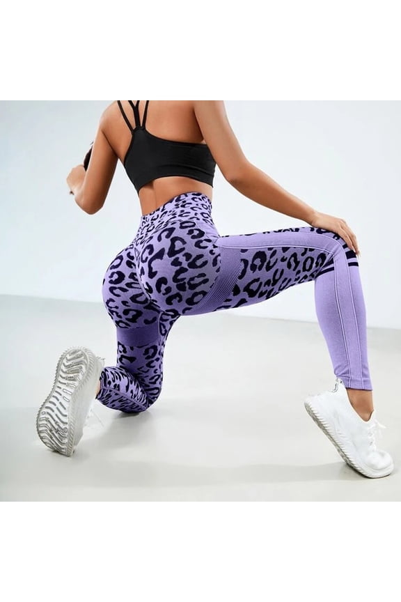 Womens Yoga Legging Thick High Waist Leopard Print Yoga Pants Workout Running Yoga Leggings Pants With Pockets