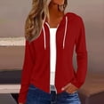 thumbnail image 1 of Delayuji Womens Zip Up Jackets Basic Lightweight Sweatshirt Solid Color Long Sleeve Drawstring Spring Zip Hoodies Coat S-5XL, 1 of 5