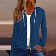 thumbnail image 1 of Delayuji Womens Zip Up Jackets Basic Lightweight Sweatshirt Solid Color Long Sleeve Drawstring Spring Zip Hoodies Coat S-5XL, 1 of 5