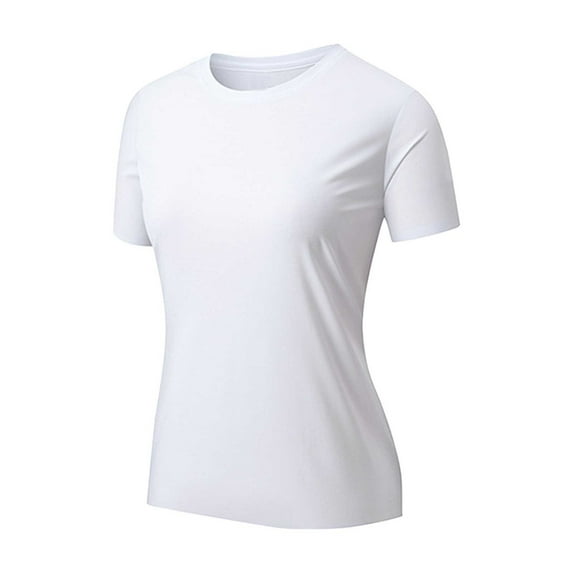 Delayuji Workout Tops for Women Short Sleeve Yoga Shirts Sports Gym Tshirts Running Top 80+ Sun White M Nylon,Spandex Short Sleeve Shirts for Women