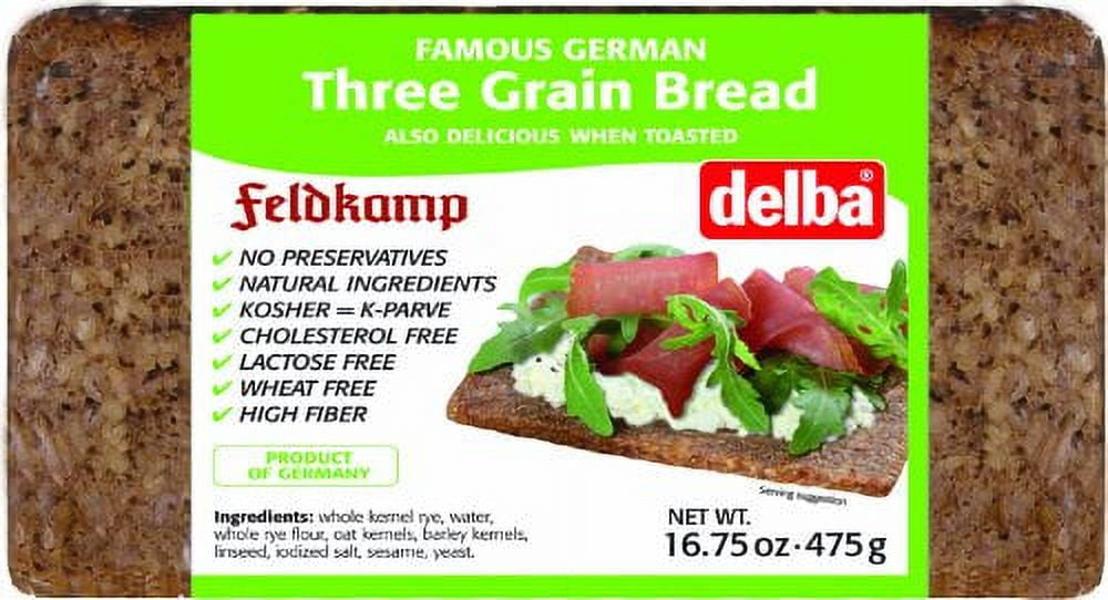 Delba Famous German Three Grain Bread, 16.75 Ounce (Pack of 12)