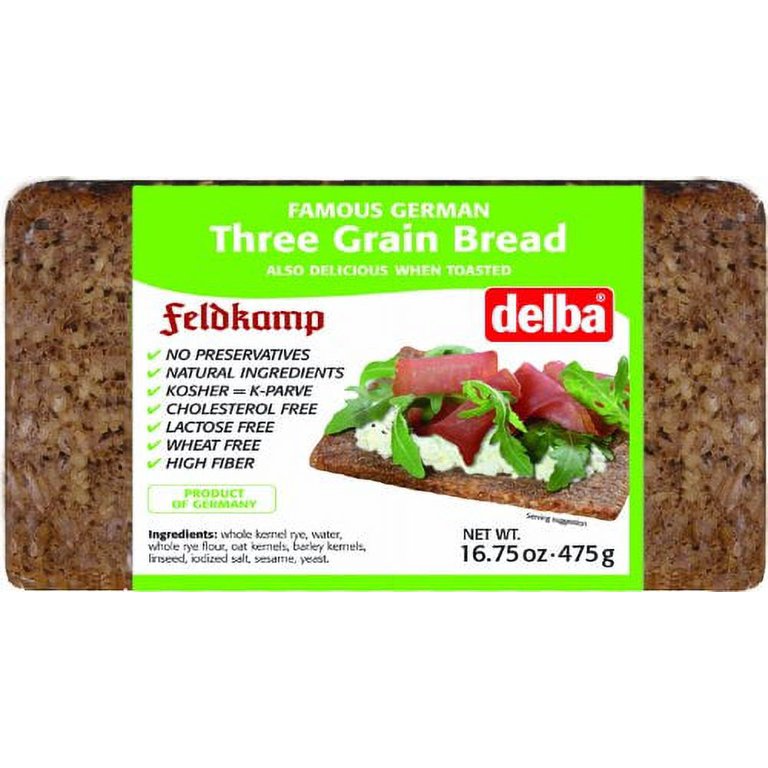 Delba Famous German Three Grain Bread, 16.75 Ounce (Pack of 12)