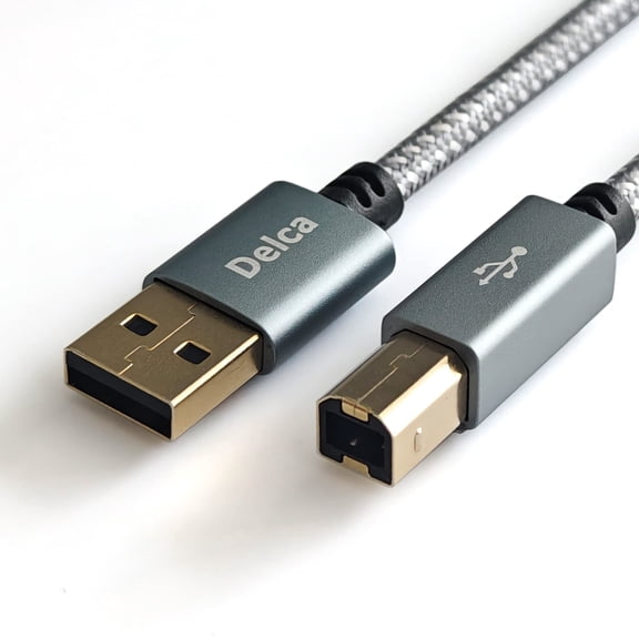 Delca 6ft Nylon Braided USB 2.0 Printer Cable Type A to B Gray