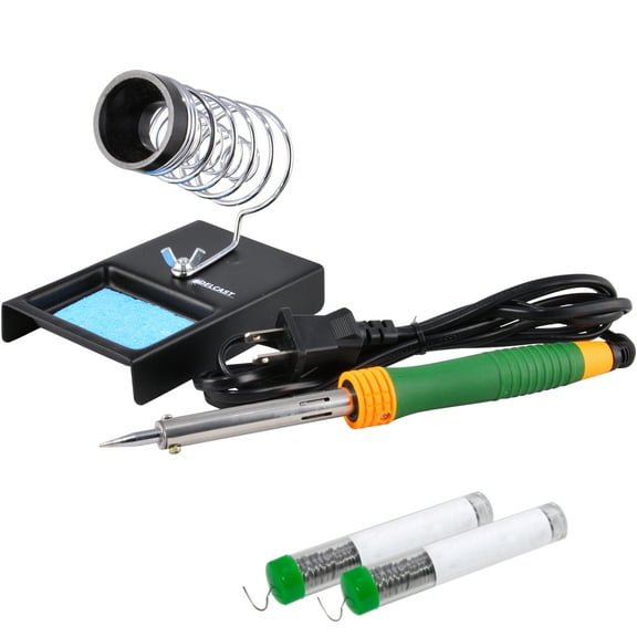 Delcast 60W Soldering Tool Kit with Weighted Solder Iron Holder Stand & Solder (6-Piece)