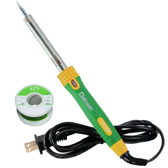 Delcast JY60-A Pencil Tip 60 Watt Soldering Iron with 0.8mm Rosin Core 63/37 Tin Lead Solder Wire, 110V (100g / 3.5oz Spool)