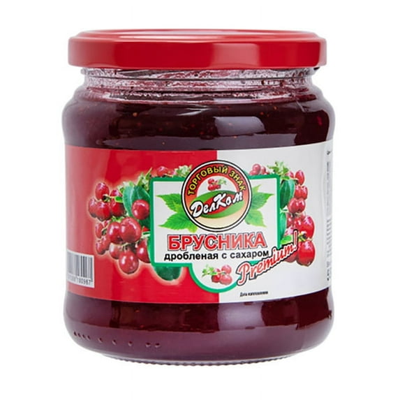 Delcom Mashed Lingonberry With Sugar 550g / 1.21lb