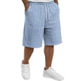 thumbnail image 1 of Delconic Men Classic Gingham Plaid Quick Dry Casual Shorts Skin Friendly Stretch Waist Deep Side Storage Pockets Short Trousers For Spring Summer Royal Blue 2XL, 1 of 5
