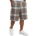 thumbnail image 1 of Delconic Men Holiday Tartan Plaid Quick Dry Knee Length Casual Shorts Elastic Drawstring Waist Side Pockets Loose Fit Short Pants For Summer Beach Gym Hiking Daily Earthy Yellow S, 1 of 5