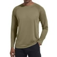 thumbnail image 1 of Delconic Men Long Sleeve Crew Neck T Shirt Lightweight Breathable Athletic Fit Moisture Wicking Performance Top for Sports Gym Running Army Green L, 1 of 6