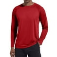 thumbnail image 1 of Delconic Men Long Sleeve Crew Neck T Shirt Lightweight Breathable Athletic Fit Moisture Wicking Performance Top for Sports Gym Running Red 2XL, 1 of 6