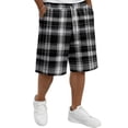 thumbnail image 1 of Delconic Men Neutral Tartan Plaid Quick Dry Knee Length Casual Shorts Elastic Drawstring Waist Side Pockets Loose Fit Short Pants For Summer Beach Gym Hiking Daily Black L, 1 of 5