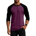 thumbnail image 1 of Delconic Men's 3/4 Sleeve Shirts Crew Neck Baseball T Shirts Casual Moisture Wicking Athletic Raglan Tops Hot Pink M, 1 of 4