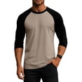 thumbnail image 1 of Delconic Men's 3/4 Sleeve Shirts Crew Neck Baseball T Shirts Casual Moisture Wicking Athletic Raglan Tops Khaki 2XL, 1 of 5