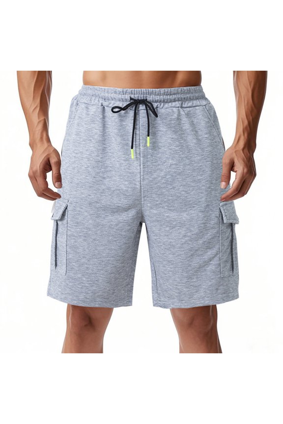 Men’s Athletic Casual Drawstring Waist Cargo Shorts with Multiple Pockets Relaxed Fit Soft Fabric for Daily Wear Outdoor Activities Light Gray XL