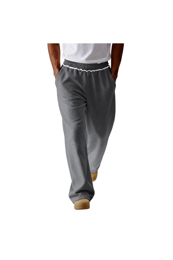 Men's Loose Casual Drawstring Elastic Waist Wide Leg Sweatpants | Comfortable Sports Long Pants For Daily & Loungewear Dark Gray 3XL