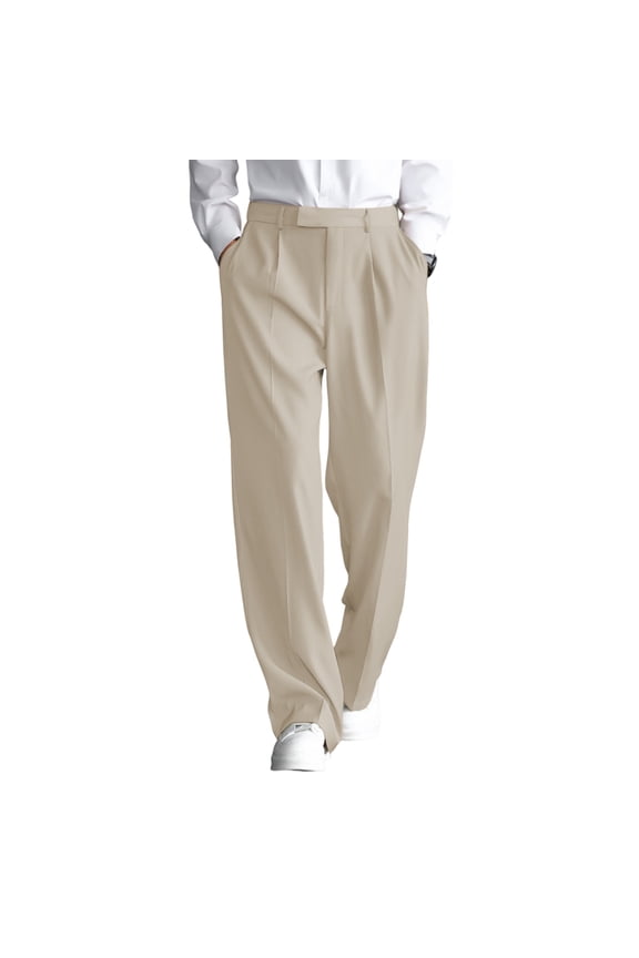 Men's Loose Fit Straight Leg Work Pants, Casual Trousers Beige XL