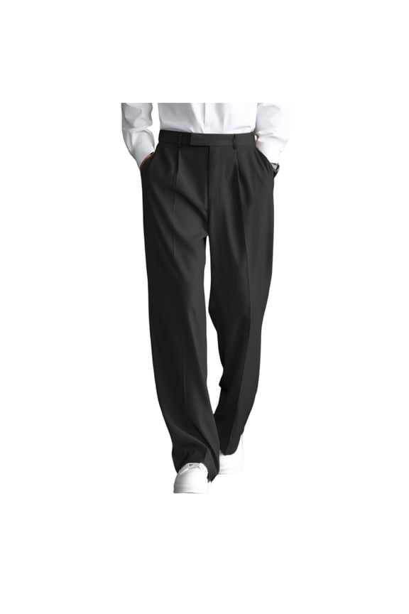 Men's Loose Fit Straight Leg Work Pants, Casual Trousers Black L