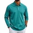 thumbnail image 1 of Delconic Men's Polo Shirt Long Sleeve Moisture Wicking Golf Shirts Sun Protection Collared Work Shirts Turquoise 3XL, 1 of 8
