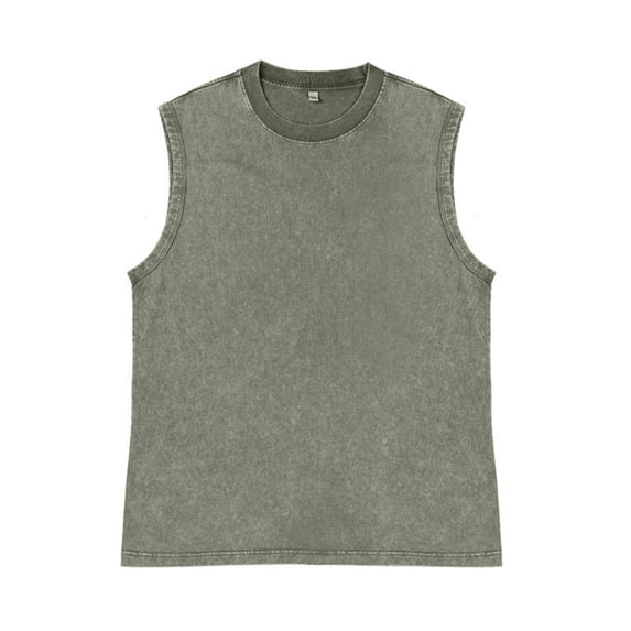 Delconic Men’s Sleeveless Crew Neck Tank Top Classic Fit Cotton Fabric Comfortable Casual Solid Design for Everyday Wear Army Green L