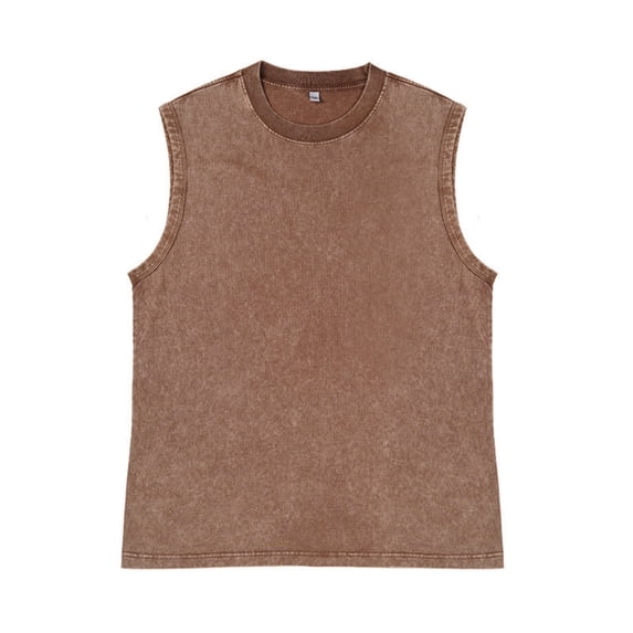 Delconic Men’s Sleeveless Crew Neck Tank Top Classic Fit Cotton Fabric Comfortable Casual Solid Design for Everyday Wear Coffee L