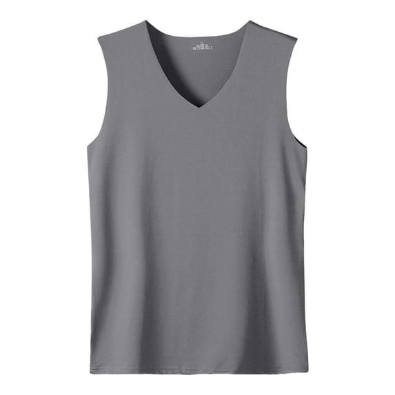Delconic Men's Sleeveless V-Neck Tank Top Lightweight Breathable Fabric Casual and Athletic Wear Gray 4XL
