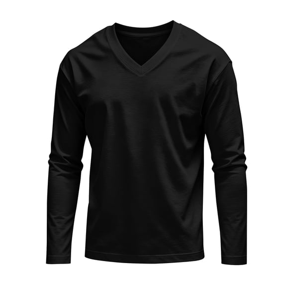 Delconic Men's V Neck Compression Shirt Long Sleeve Workout Shirt Cool Dry Fit Athletic Base Layer Tops Black XL
