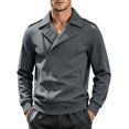 thumbnail image 1 of Delconic Mens Casual Fleece Lined Jacket Collared Motorcycle Style Outerwear Asymmetric Zip Long Sleeve Regular Fit Coat Dark Gray XL, 1 of 4
