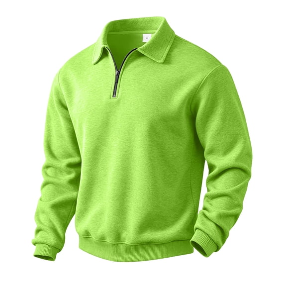 Delconic Mens Casual Fleece Pullover Sweatshirt with Mock Neck Quarter Zip Long Sleeve Relaxed Fit Knit Rib Cuffs Hem Top Green 3XL