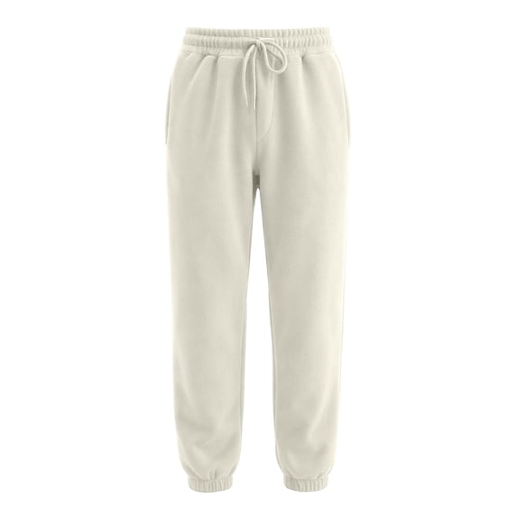 Delconic Mens Casual Loose Fit Fleece Sweatpants Plus Size Drawstring Elastic Waist Jogger Pants with Pockets Tapered Leg Beige XL