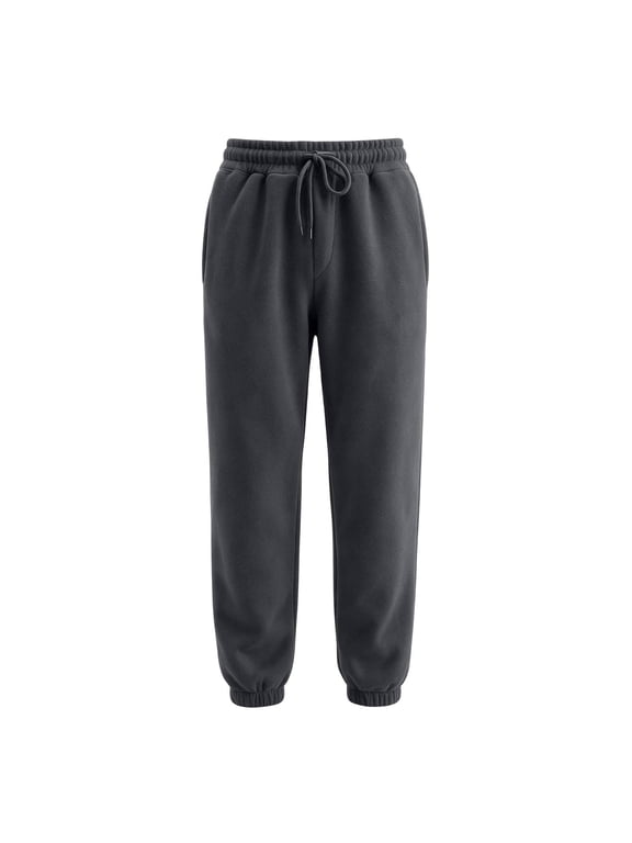 Mens Casual Loose Fit Fleece Sweatpants Plus Size Drawstring Elastic Waist Jogger Pants with Pockets Tapered Leg Dark Gray 3XL