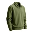 thumbnail image 1 of Delconic Mens Classic Polo Sweatshirt Long Sleeve Collared Pullover Casual Knit Top Regular Fit Button Placket Everyday Shirt Army Green L, 1 of 8