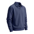 thumbnail image 1 of Delconic Mens Classic Polo Sweatshirt Long Sleeve Collared Pullover Casual Knit Top Regular Fit Button Placket Everyday Shirt Navy 3XL, 1 of 8