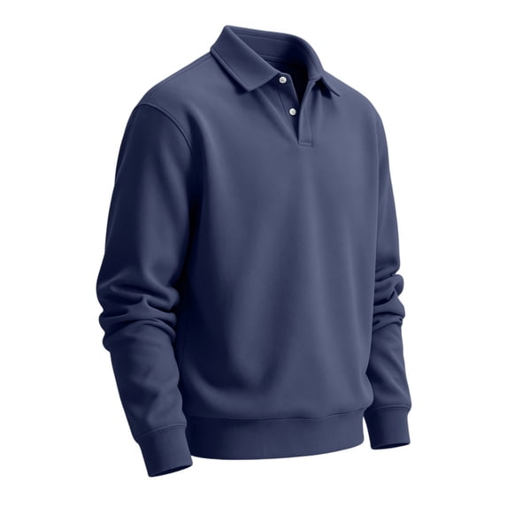 Delconic Mens Classic Polo Sweatshirt Long Sleeve Collared Pullover Casual Knit Top Regular Fit Button Placket Everyday Shirt Navy 3XL