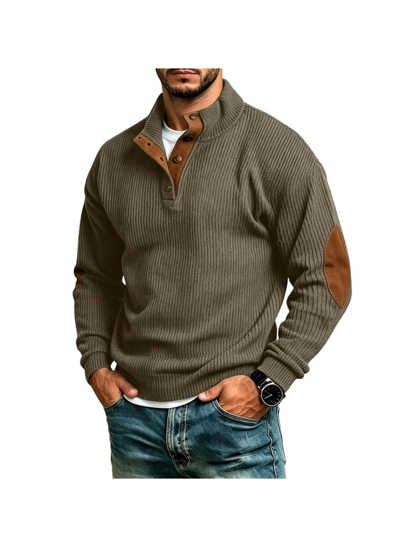 Mens Corduroy Henley Pullover Long Sleeve Shirt Ribbed Knit Mock Neck Button Placket Casual Regular Fit Top Army Green L