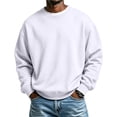 thumbnail image 1 of Delconic Mens Crewneck Long Sleeve Sweatshirt Pullover Casual Loose Fit Fleece Sweatshirt Ribbed Cuffs and Hem Basic Style White 3XL, 1 of 6