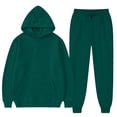 thumbnail image 1 of Delconic Mens Fleece Hoodie and Jogger Set Pullover Hooded Sweatshirt Loose Fit Sweatpants Two Piece Casual Activewear Dark Green L, 1 of 6