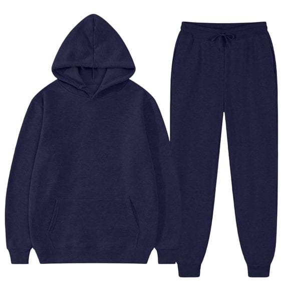 Delconic Mens Fleece Hoodie and Jogger Set Pullover Hooded Sweatshirt Loose Fit Sweatpants Two Piece Casual Activewear Navy 2XL
