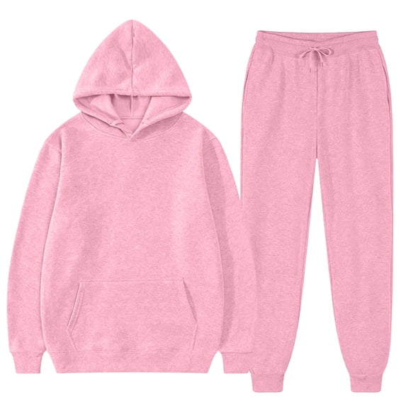 Delconic Mens Fleece Hoodie and Jogger Set Pullover Hooded Sweatshirt Loose Fit Sweatpants Two Piece Casual Activewear Pink L