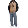 thumbnail image 1 of Delconic Mens Fleece Lined Hooded Tracksuit Set Full Zip Sweatshirt and Straight Leg Pants Loose Casual Two Piece Outfit Khaki XL, 1 of 5
