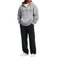 thumbnail image 1 of Delconic Mens Fleece Lined Hoodie and Straight Leg Pants Set Loose Fit Long Sleeve Half Zip Pullover Two Piece Tracksuit Light Gray L, 1 of 7