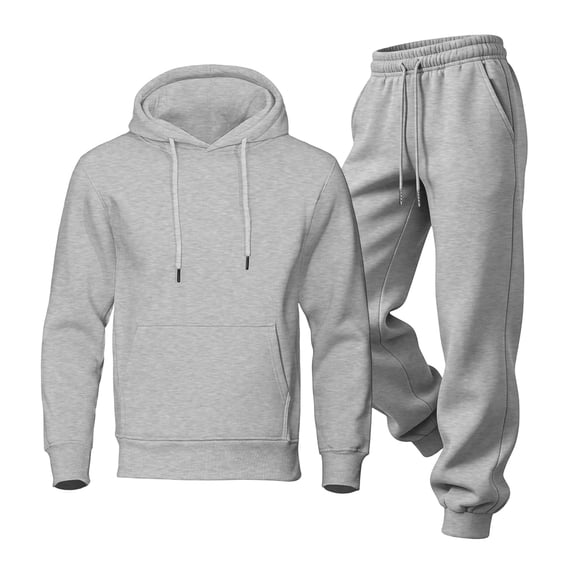 Delconic Mens Fleece Lined Hoodie and Sweatpants Set Loose Fit Pullover Hooded Sweatshirt Jogger Pants Two Piece Tracksuit Light Gray M