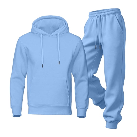 Delconic Mens Fleece Lined Hoodie and Sweatpants Set Loose Fit Pullover Hooded Sweatshirt Jogger Pants Two Piece Tracksuit Sky Blue 3XL