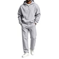 thumbnail image 1 of Delconic Mens Fleece Quarter Zip Hoodie and Sweatpants Set Loose Fit Pullover Hooded Sweatshirt Drawstring Jogger Pants Gray S, 1 of 5