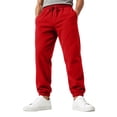 thumbnail image 1 of Delconic Mens Fleece Sweatpants Loose Fit Jogger Pants Plus Size Casual Drawstring Waist Elastic Cuff Lounge Trousers Red 2XL, 1 of 9
