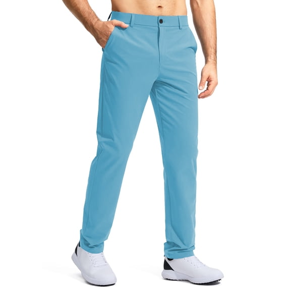 Delconic Mens Golf Pants Outdoor Hiking Trousers Breathable Casual Sports Pants Straight Leg Stretch Waist Travel Workwear Sky Blue XL